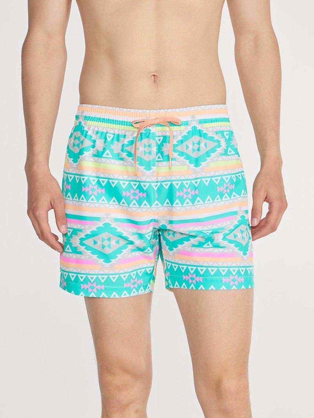 Chubbies Men’s Medium 5.5” The En Fuego Classic Swim Trunks Teal Geometric Aztec